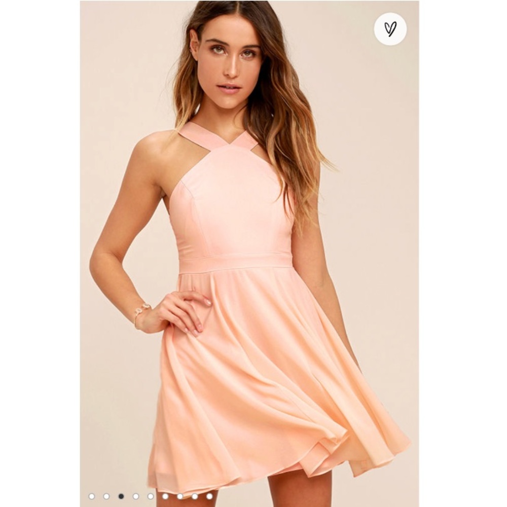 Lulus Forevermore Peach Skater Dress